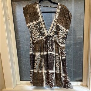 Brown Patterned Mini Dress